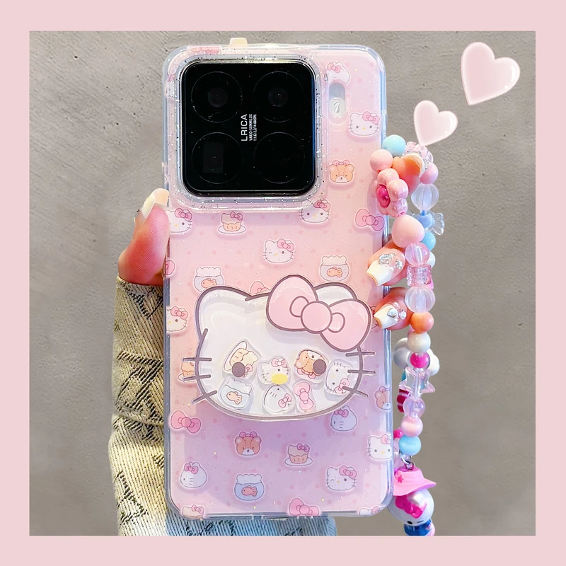 邦适用小米15手机壳MI15pro卡通可爱凯蒂猫摇摇乐支架小米14