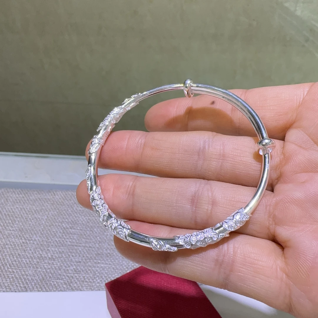 足银手镯 足银手镯推拉可调节时尚