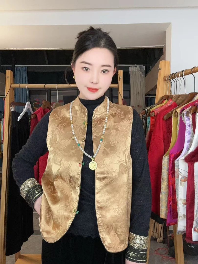 CHUNTIAN【凤凰】李李新中式织锦提花双面双穿马甲秋季马甲