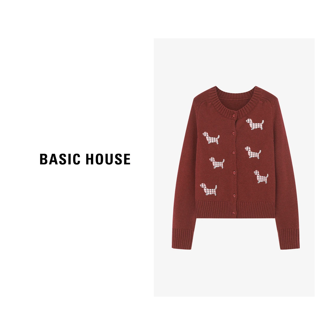 Basic House/百家好秋季新款简约时尚腊肠小狗毛衣-B06245A2202