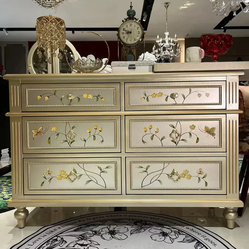 【喜悦家具】 GH413#双拼彩绘六斗柜 120*40*80