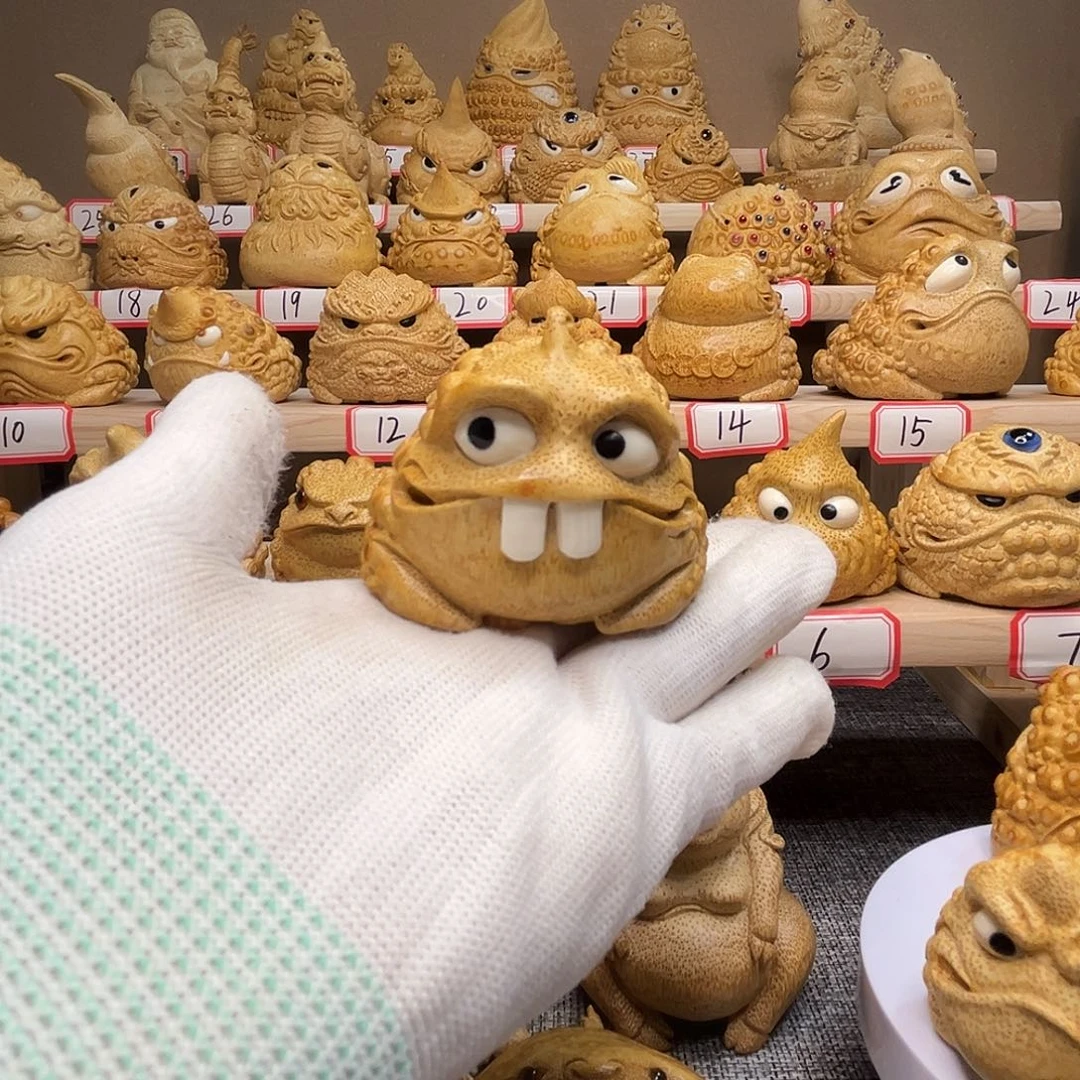 竹根雕手工雕刻大板牙金蟾