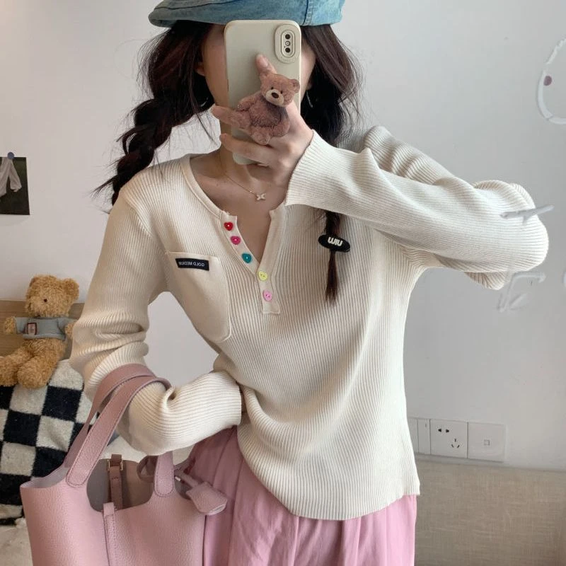 百搭甜美内搭打底衫女2025春秋季新款修身针织毛衣洋气短款上衣