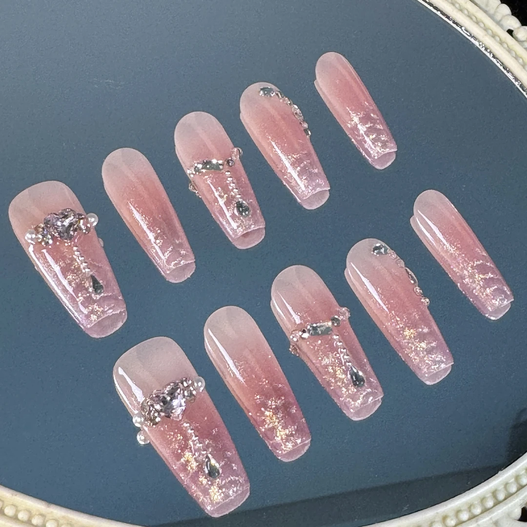 鱼皮皮【人鱼之恋】纯手工穿戴甲温柔女神猫眼美甲百搭纯欲美甲