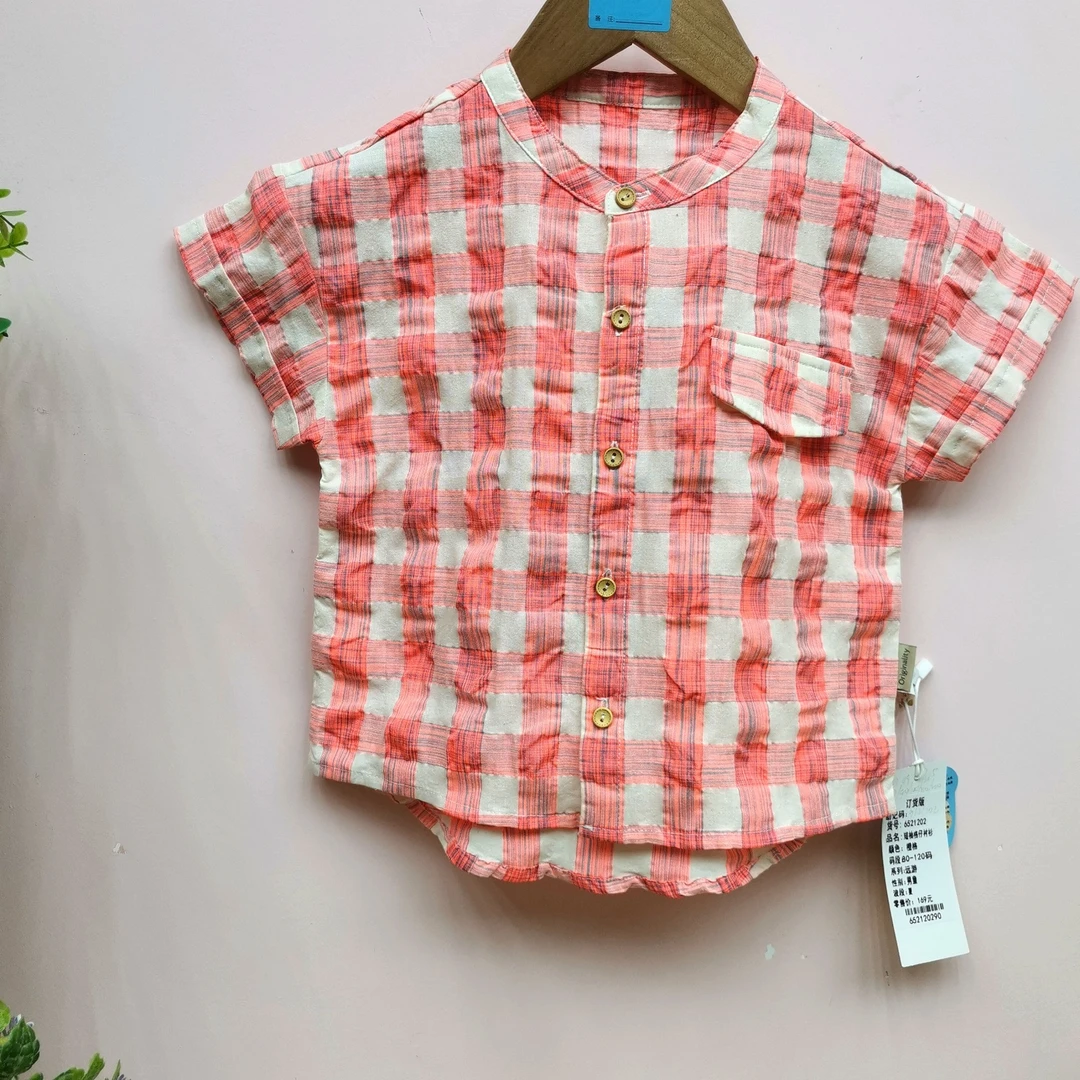 哎蔴蔴【六月浮力品宣】夏季儿童衬衣9121202小童宝宝韩版格仔衬衫