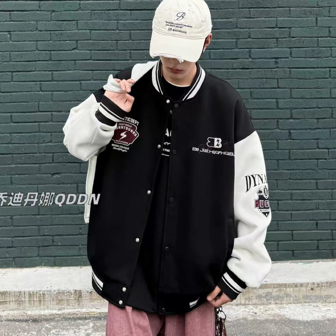 乔家2025秋季新款青少年男大童棒球服休闲潮酷时尚针织开衫外套