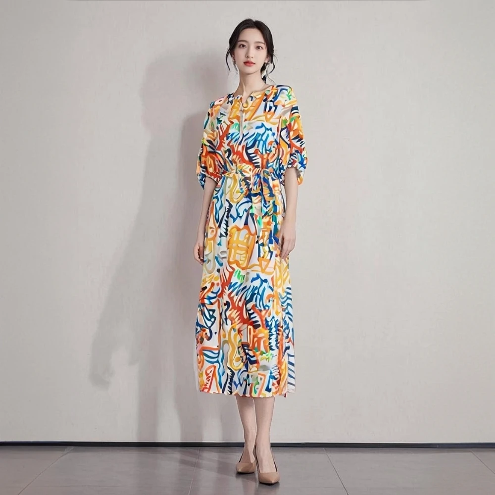 8422-21【涂鸦】新款女士连衣裙
