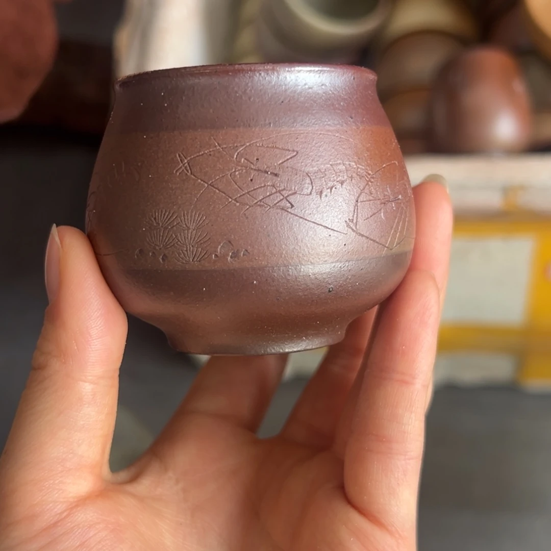 茶杯紫砂柴烧主人杯