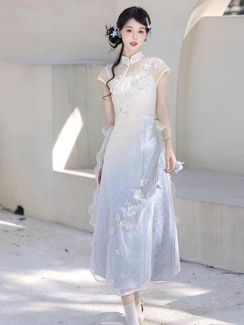 【碧水谣】汉元素女中国风改良日常连衣裙新中式汉服通勤套装