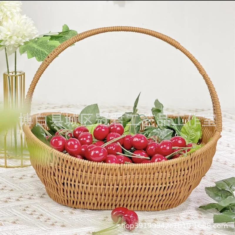 铁艺手工绿植编织仿藤编造型花篮装饰花篮小客厅摆件鲜花篮子手提