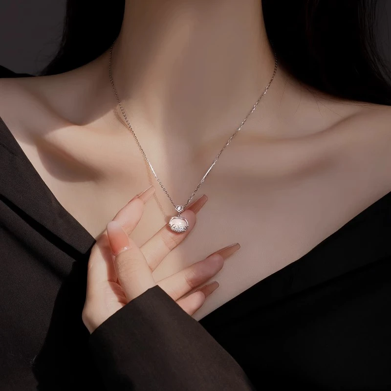 纯银平安锁吊坠项链女小众设计感锁骨链2025新款颈链