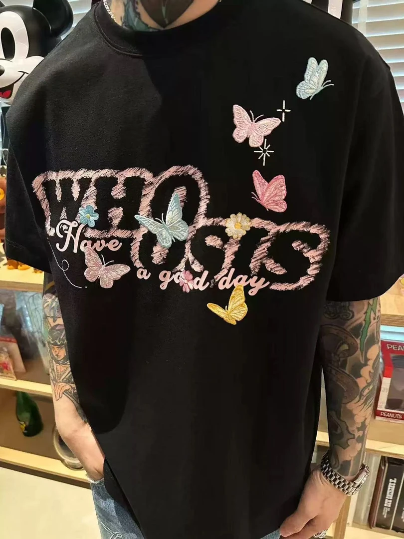 B9-2三色“花蝶字母”短袖（1554/3334）