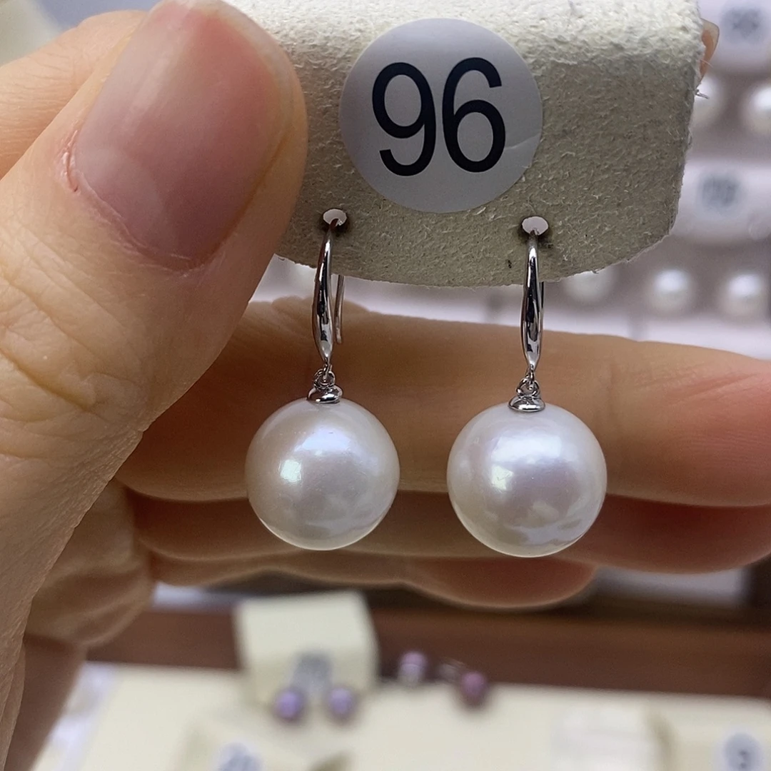 耳饰银S925镶嵌淡水珍珠
