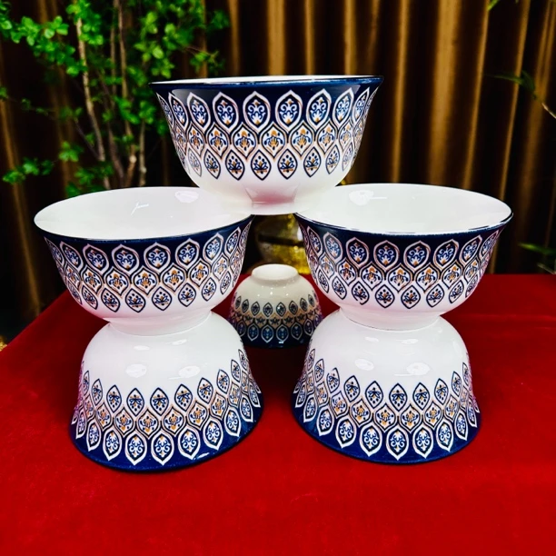 新疆包6件. Yglik. 10 tal. qinaa 家用 民族高档 陶瓷米饭碗好看