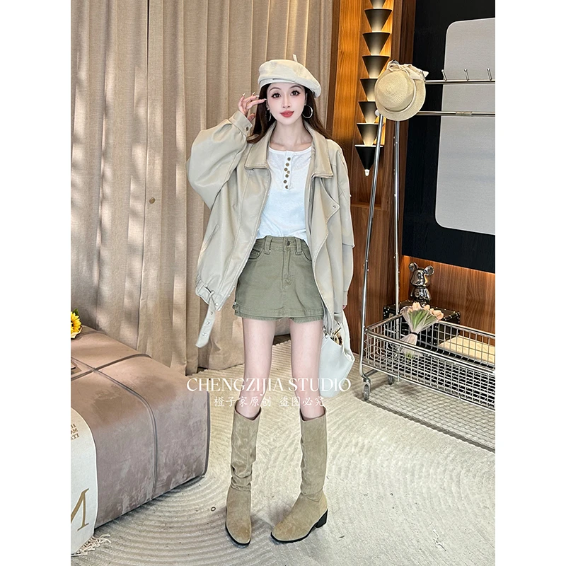 2025短款气质拉链防风女小个子秋季炸街皮衣外套