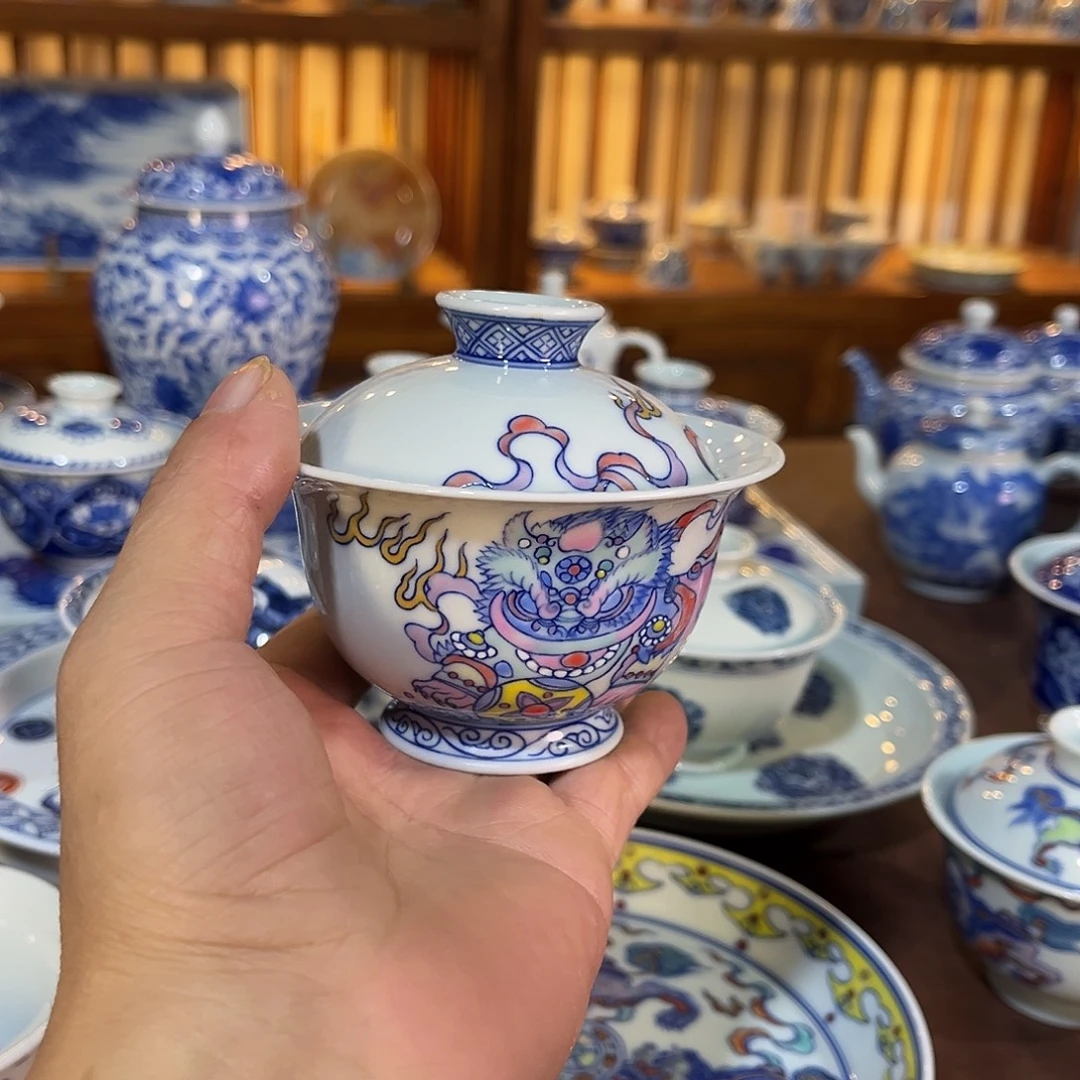 錡镇堂手工手绘盖碗