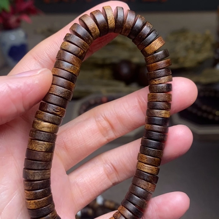沉香手串越南芽庄白棋楠瘤疤片片珠