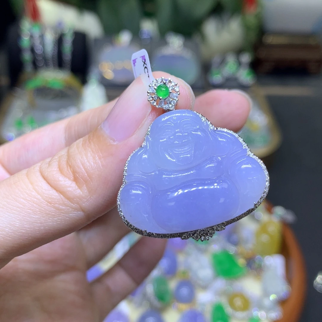 翡翠18K金镶嵌颈饰翡翠吊坠项链