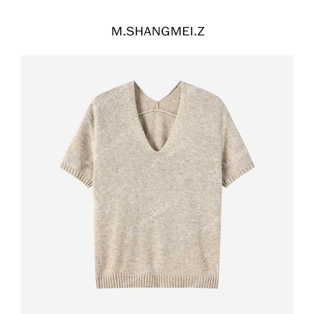 M.SHANGMEI.Z/沐熙【V领暖衫】美大哥简洁舒适羊毛V领针织衫X113206