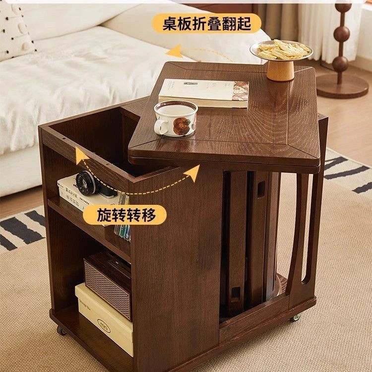 【运费险】喜为客全实木可折叠茶几客厅沙发边柜复古中古风小推车