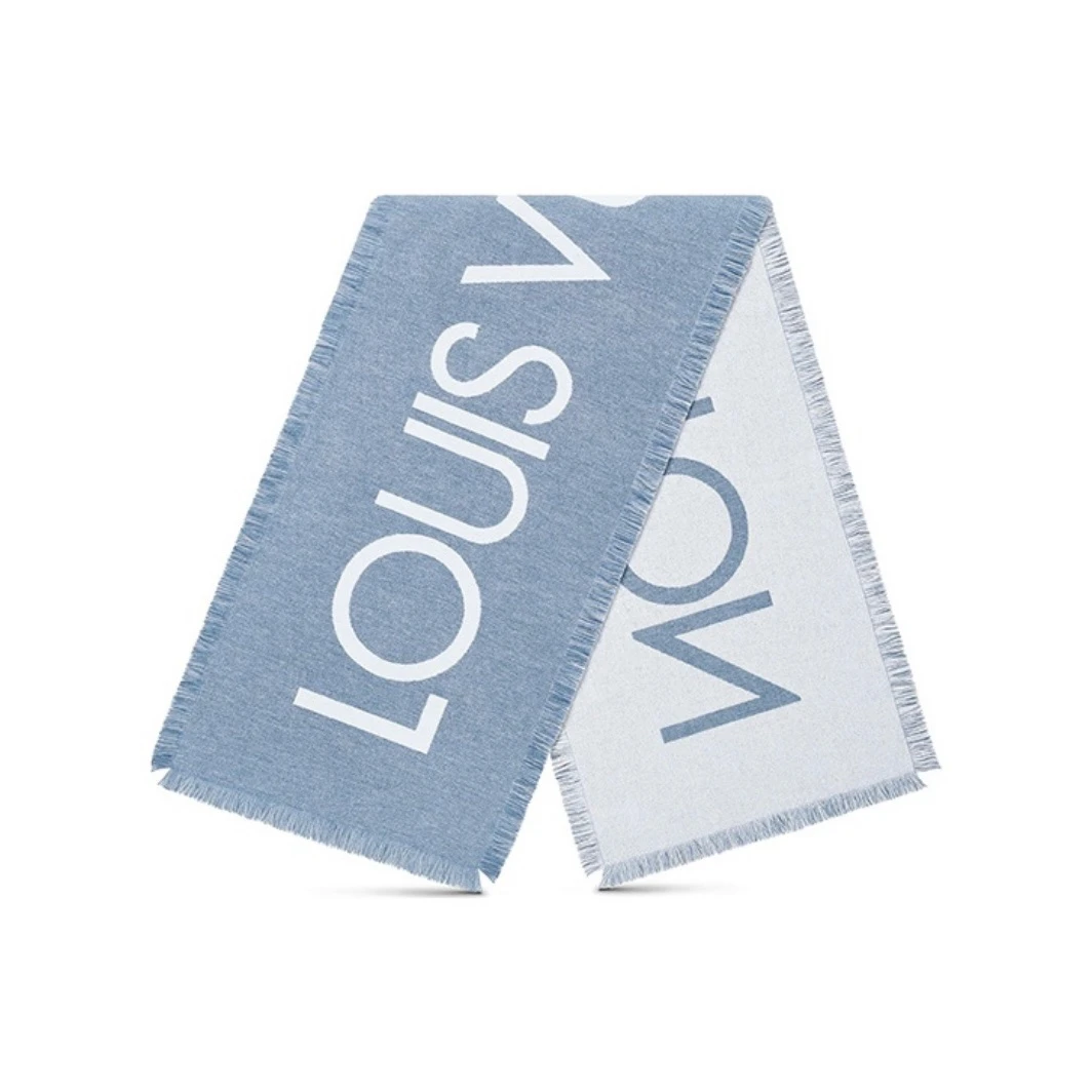 99新 LouisVuitton/路易威登 7姐专场/蓝色满印logo围巾