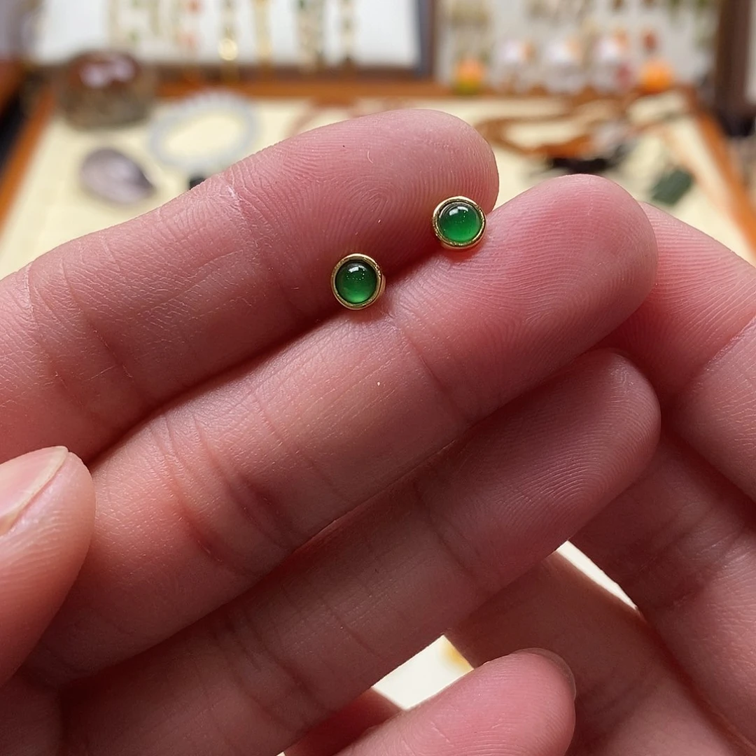 和田玉耳饰银S925镶嵌