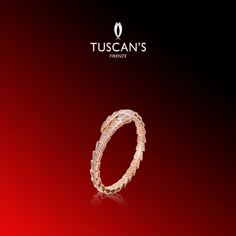 铜合金合成锆石手镯 TUSCAN'S时尚满钻蛇骨窄版女款手镯开口手环