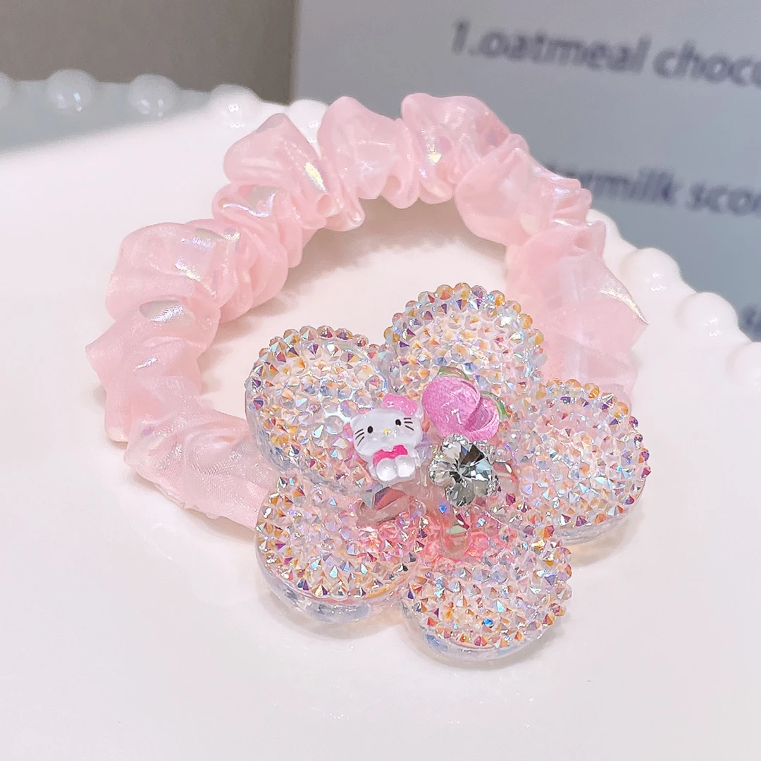 A-6286   td 1个砂糖花花粉猫水蜜桃大配件丸子头肠圈       发圈