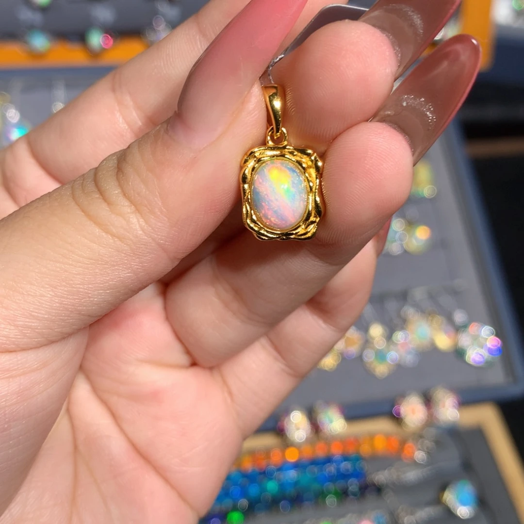 银S925镶嵌欧泊 欧泊吊坠l