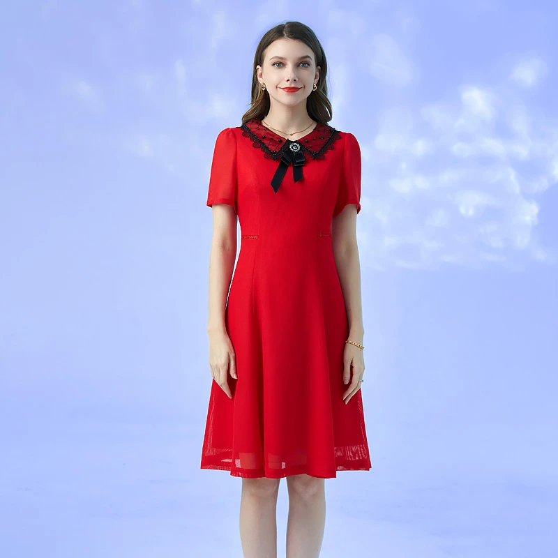 春夏新款淑女小个收腰喜庆休闲连衣裙 赫D 1133P