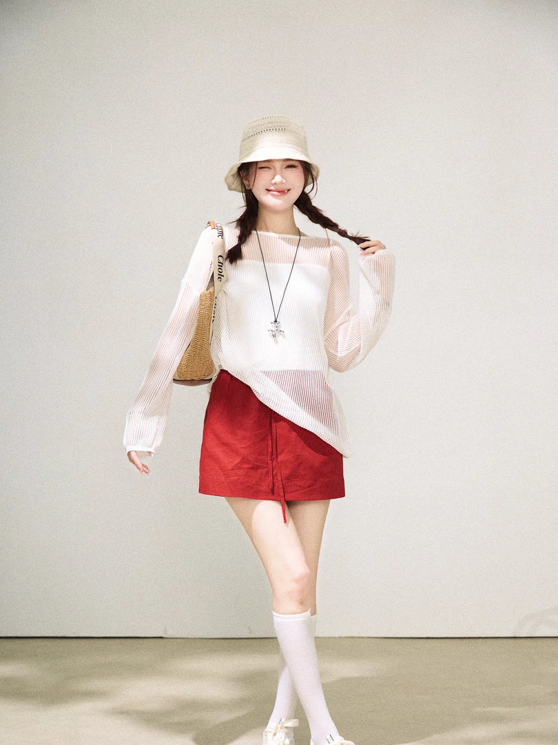 【芝士Cheese】未闻花名 时尚艺术防晒套头款通勤风上衣+吊带两件套