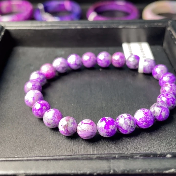 苏纪石（舒俱来）未镶嵌手串泥地艳紫8m