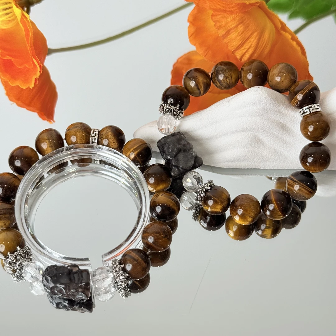 【黄虎有威】吞金兽黄虎眼12mm手串面小仙多样性发其一Z