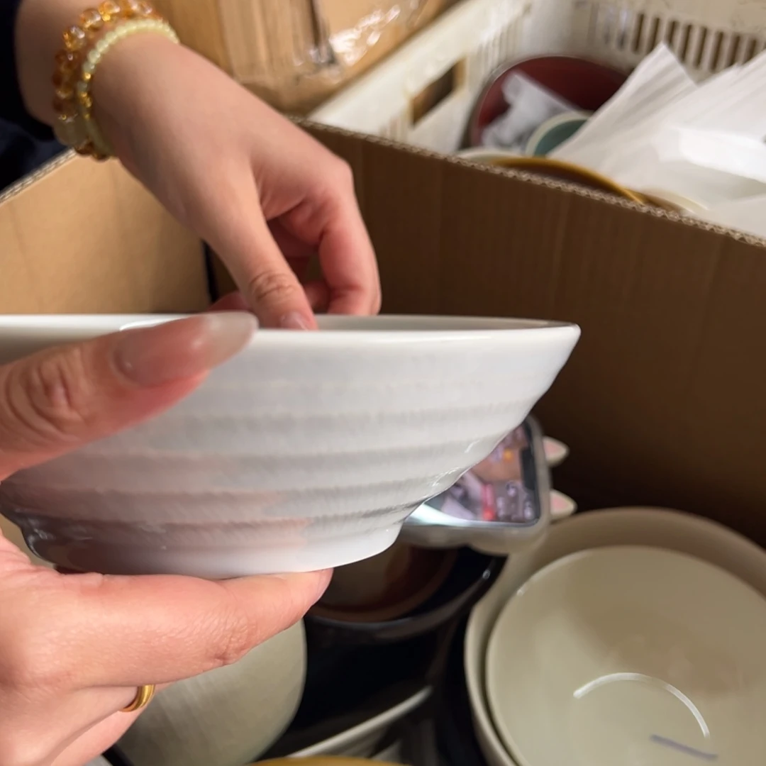 新骨瓷025瑕疵慎拍灰蓝 跳刀 8寸面碗