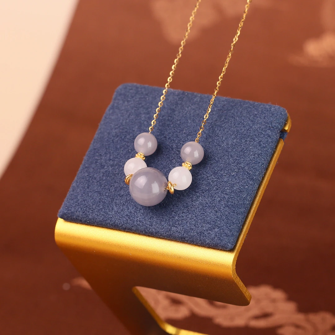 天然和田玉烟紫项链