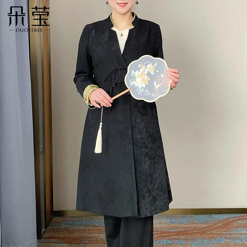 【断码特价】中年妈妈装气质国风中长款外套中年时尚风衣24-018