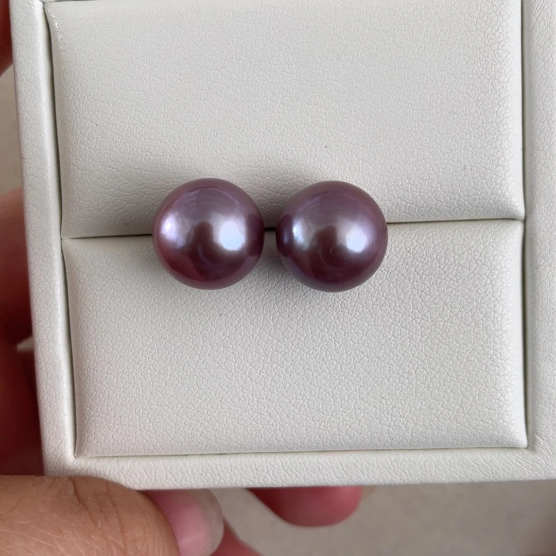 淡水珍珠耳饰18K金镶嵌12-13mm