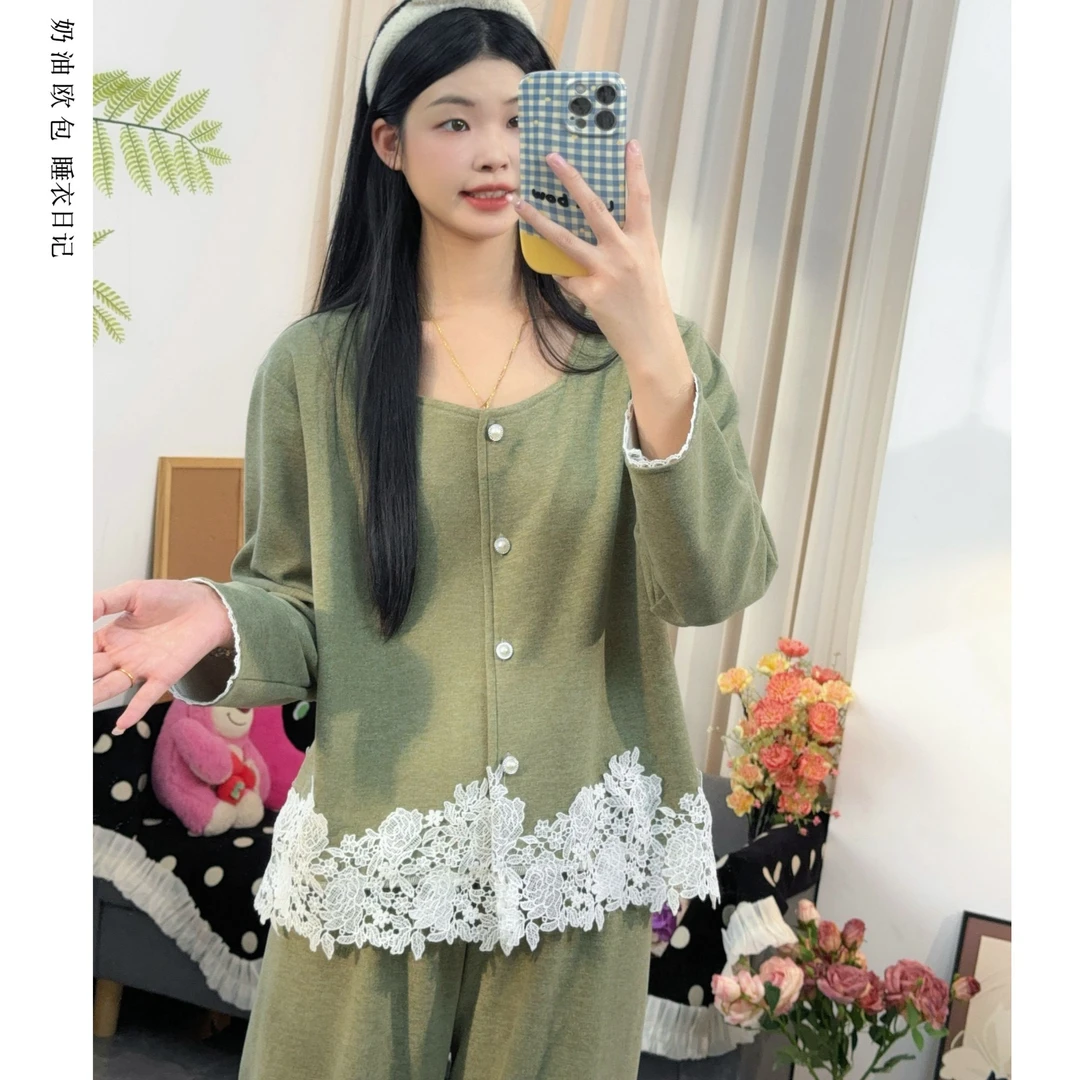 【海苔啵啵】秋冬2025新款阳离子睡衣女高级感法式羊密绒保暖家居服