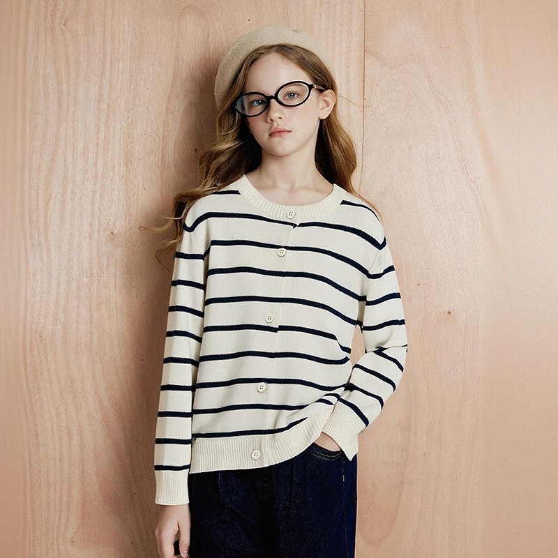 【笛莎】女童春秋纯棉针织开衫-832412505