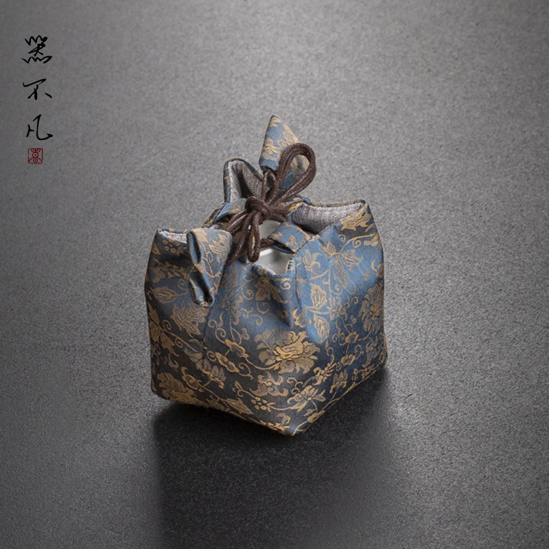 中式织锦主人茶杯袋旅行户外便携茶壶盖碗包禅意布艺加厚防护袋