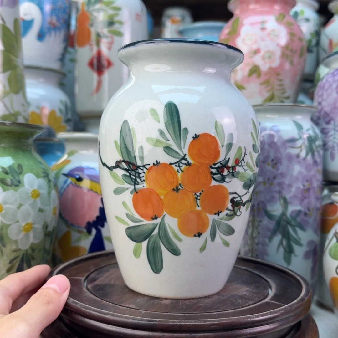 景德镇陶瓷手绘花瓶无孔