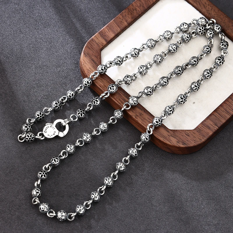 链子925银 时尚轻奢气质6mm樱花球项链