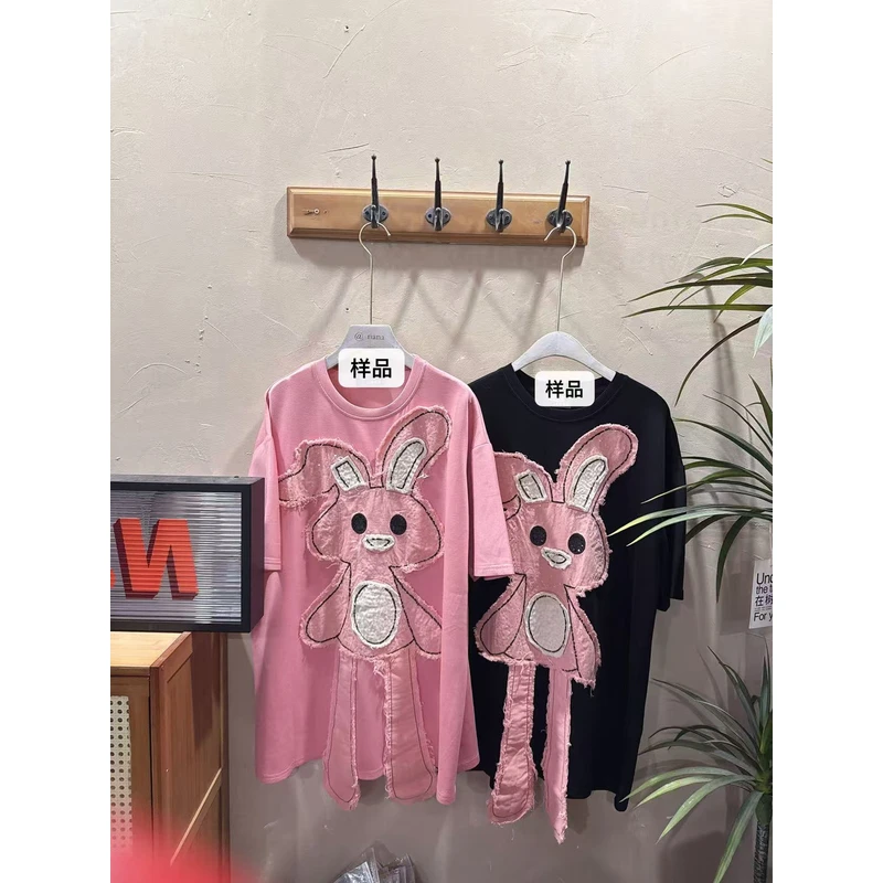 【扇扇风解锁夏日清凉穿搭】百搭时尚立体大耳朵兔子大T恤（85115）
