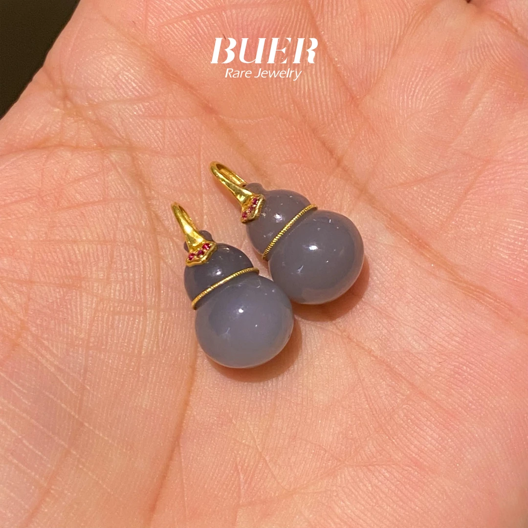 【不二】和田玉烟紫18k金烟紫葫芦（多样性发其一）