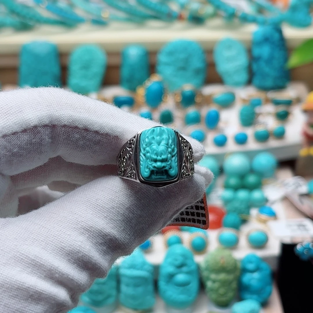 绿松石银S925镶嵌戒指