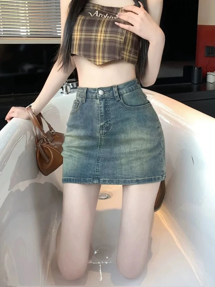 201-400牛仔短裙A字裙包臀裙百褶高腰显瘦