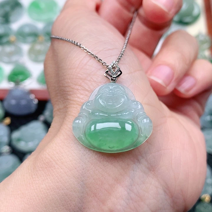 翡翠吊坠(不含链)18K金镶嵌