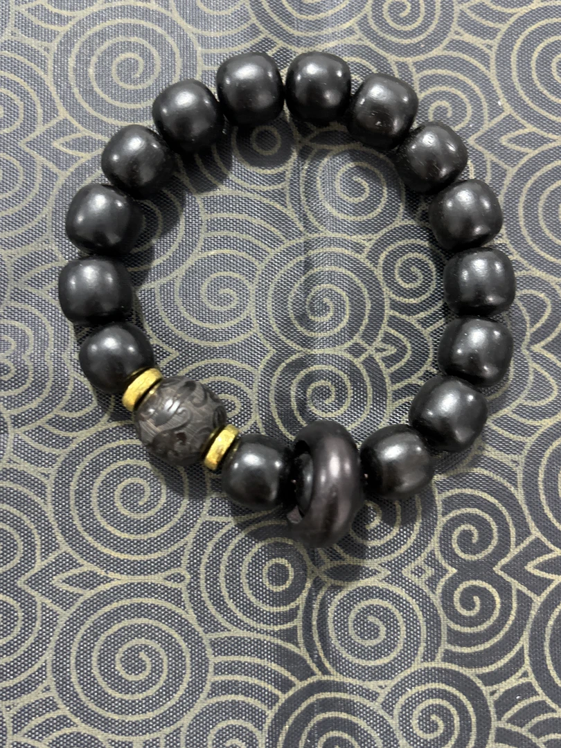 【小詹百货】黑色单圈手串带跑环