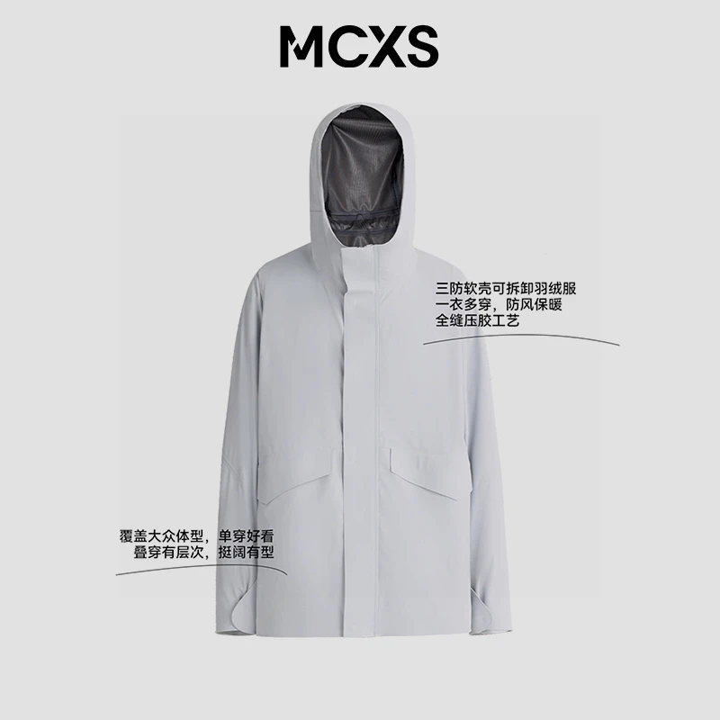 三防软壳冲锋短款内胆御寒羽绒服25秋冬可拆卸户外外套运动情侣款