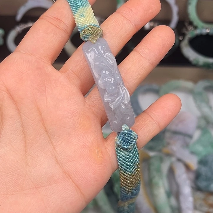 翡翠未镶嵌手链冰紫乌鸡手牌